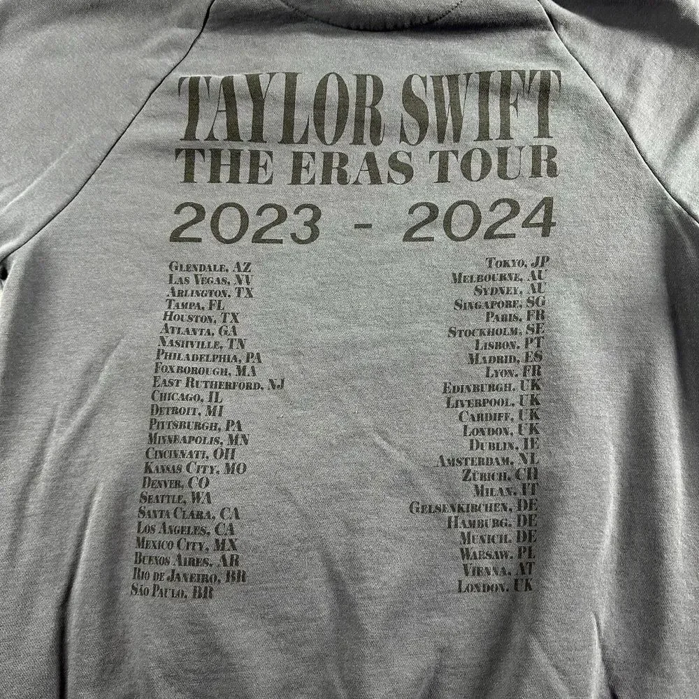Taylor Swift Eras‎ Tour Hoodie Small 2023 Gray Offical Merch Swiftie Oversized